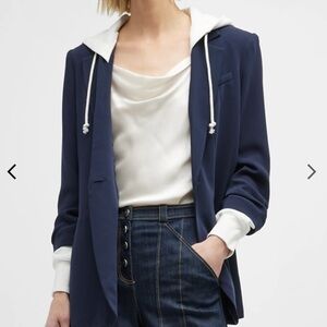 Cinq à Sept Navy Blazer with White Details